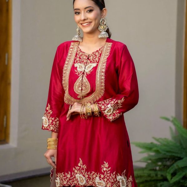 Red & Purple Embroidered Gharara Suits | Festive Indian Ethnic Wear