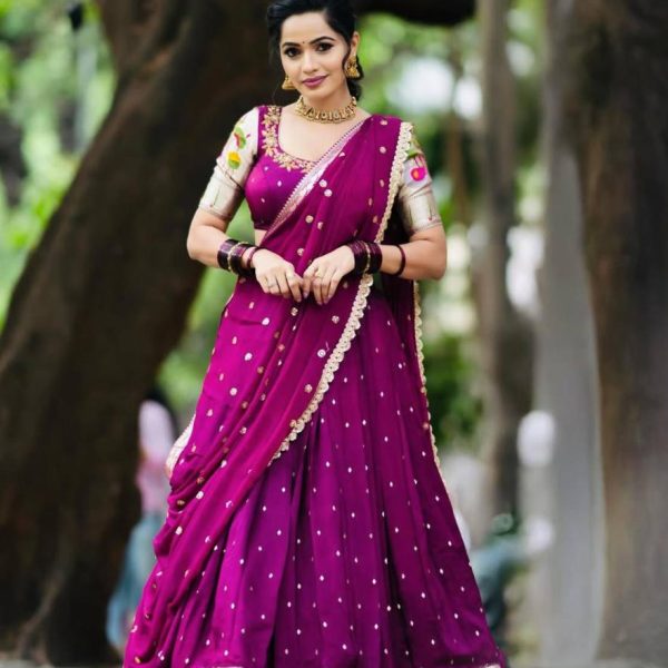 : Elegant Purple Half Saree for Festive Occasions | Traditional Indian Wear