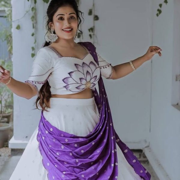 White to Purple Ombre Lehenga Choli Set | Latest Indian Fashion"