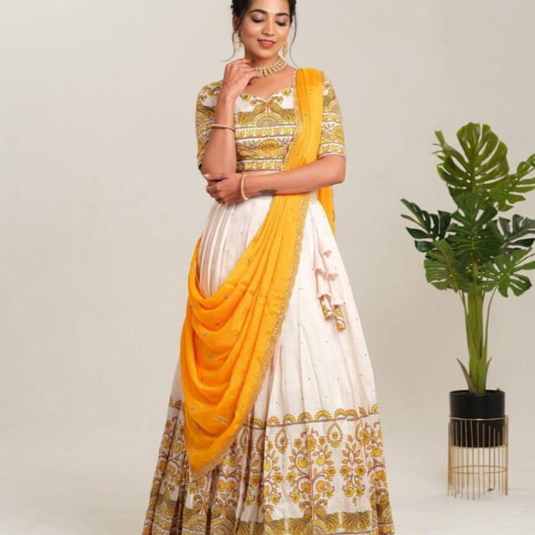 Designer White & Yellow Lehengas | Indian Occasion Wear Online"